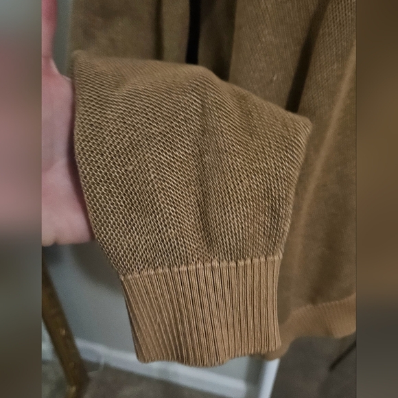 ST. CROIX Crystal Stitch Luxury High V-neck Pullover. Brown/tan. Size XL - Picture 6 of 11
